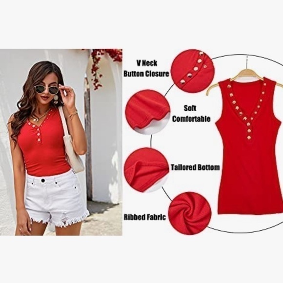 Jauoop Womens V Neck Tank Top - Picture 10 of 12